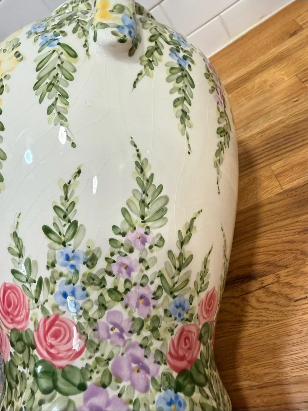 Vintage Floral Ceramic Urn Vase by Don Swanson